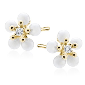 Cercei argint placati cu aur galben floare cu pietre DiAmanti Z2140EG_W-DIA (Argint 925‰ 0,7 g.)